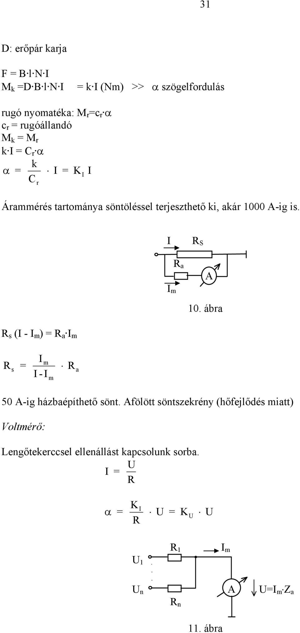 A-ig is. I S I m a A 10. ábra s (I - I m ) = a I m s = I m I-I m a 50 A-ig házbaépíthető sönt.