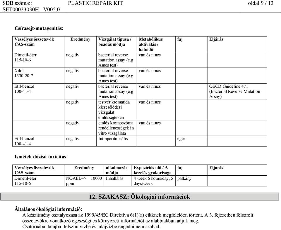 g Ames test) bacterial reverse mutation assay (e.