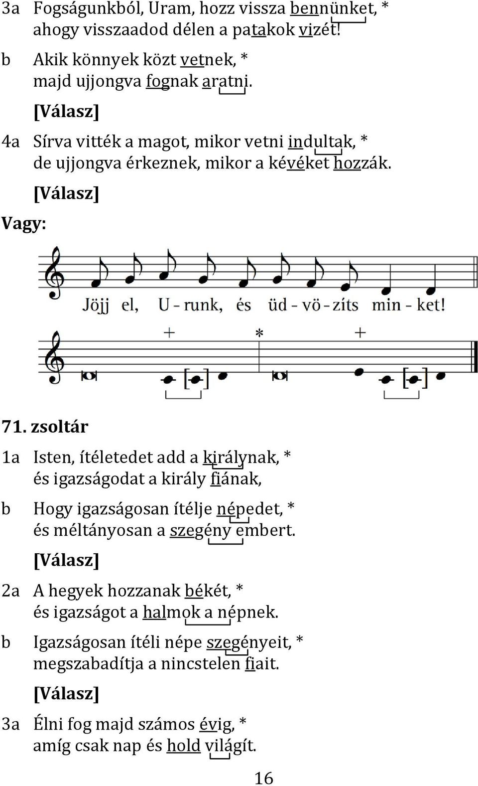 zsoltár 1a Isten, ítéletedet add a királynak, * és igazságodat a király fiának, b Hogy igazságosan ítélje népedet, * és méltányosan a szegény embert.