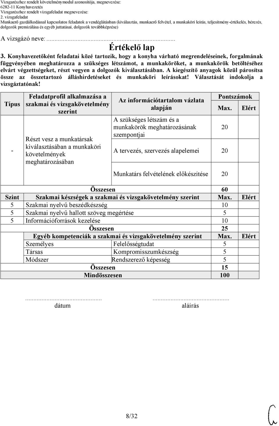 végzettségeket, részt vegyen a dolgozók kiválasztásában. A kiegészítő anyagok közül párosítsa össze az összetartozó álláshirdetéseket és munkaköri leírásokat! Választását indokolja a vizsgáztatónak!