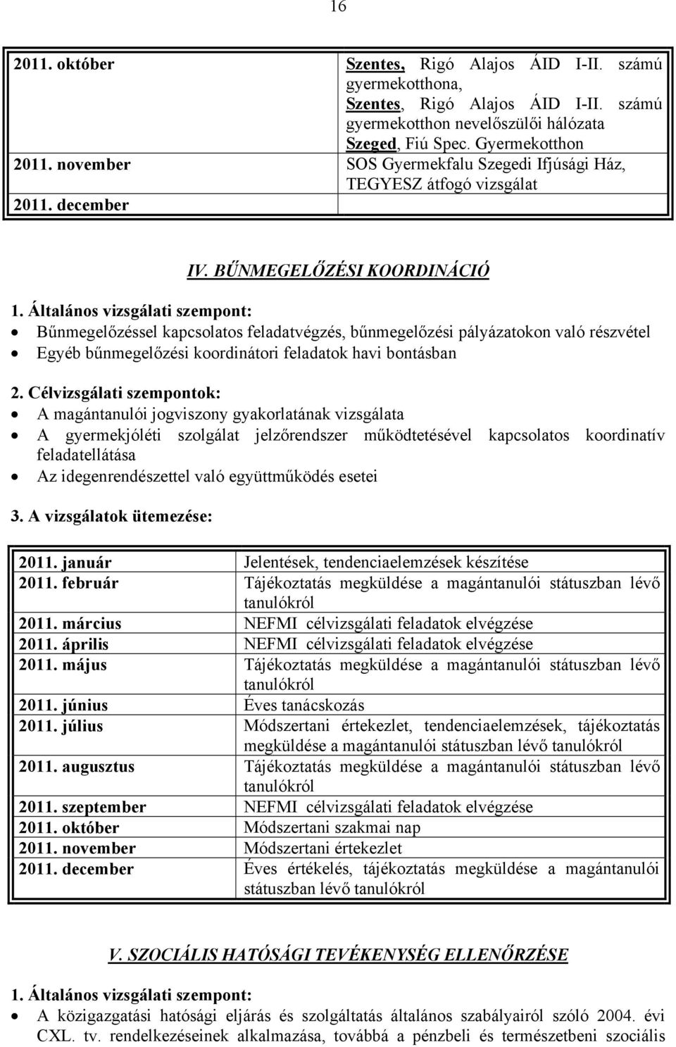 Általános vizsgálati szempont: Bűnmegelőzéssel kapcsolatos feladatvégzés, bűnmegelőzési pályázatokon való részvétel Egyéb bűnmegelőzési koordinátori feladatok havi bontásban 2.