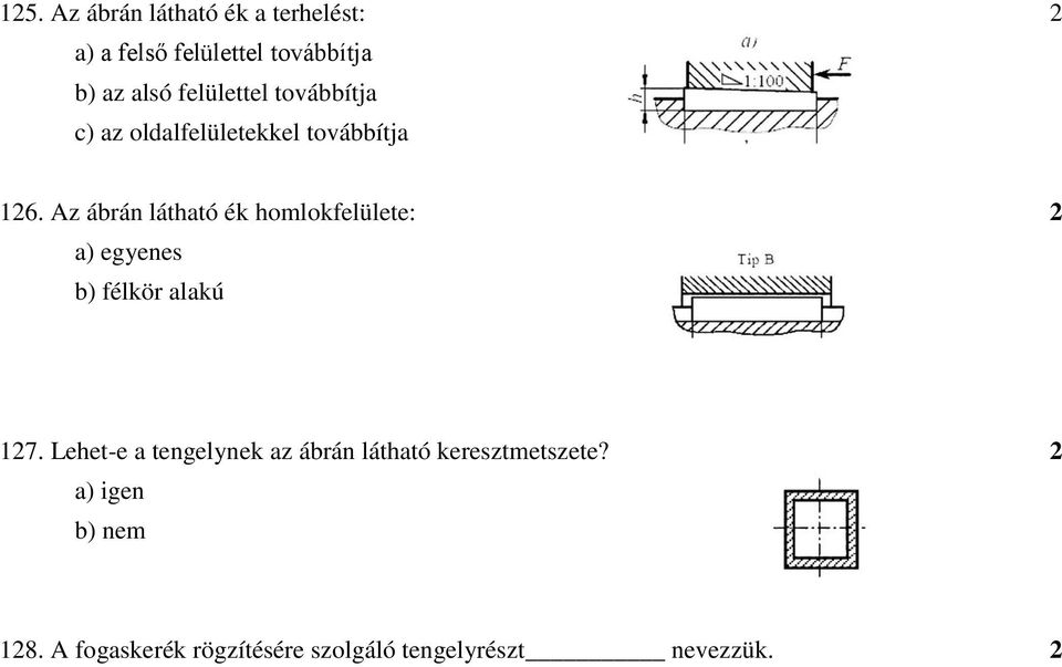 Az ábrán látható ék homlokfelülete: 2 a) egyenes b) félkör alakú 127.