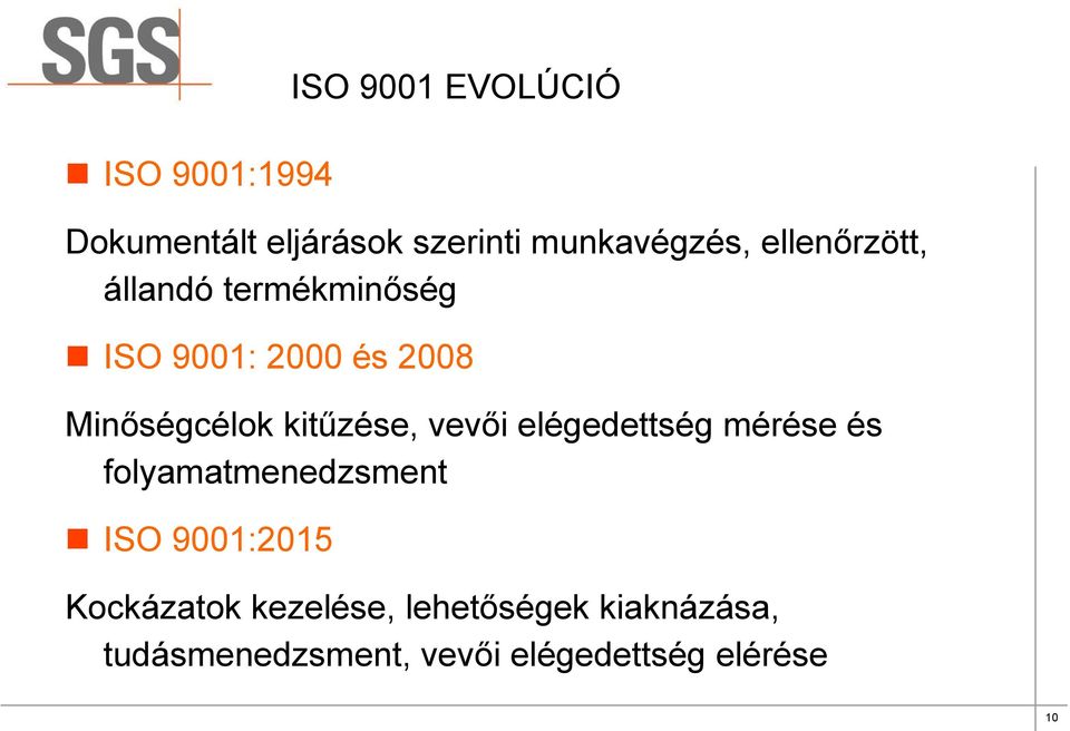 kitűzése, vevői elégedettség mérése és folyamatmenedzsment ISO 9001:2015