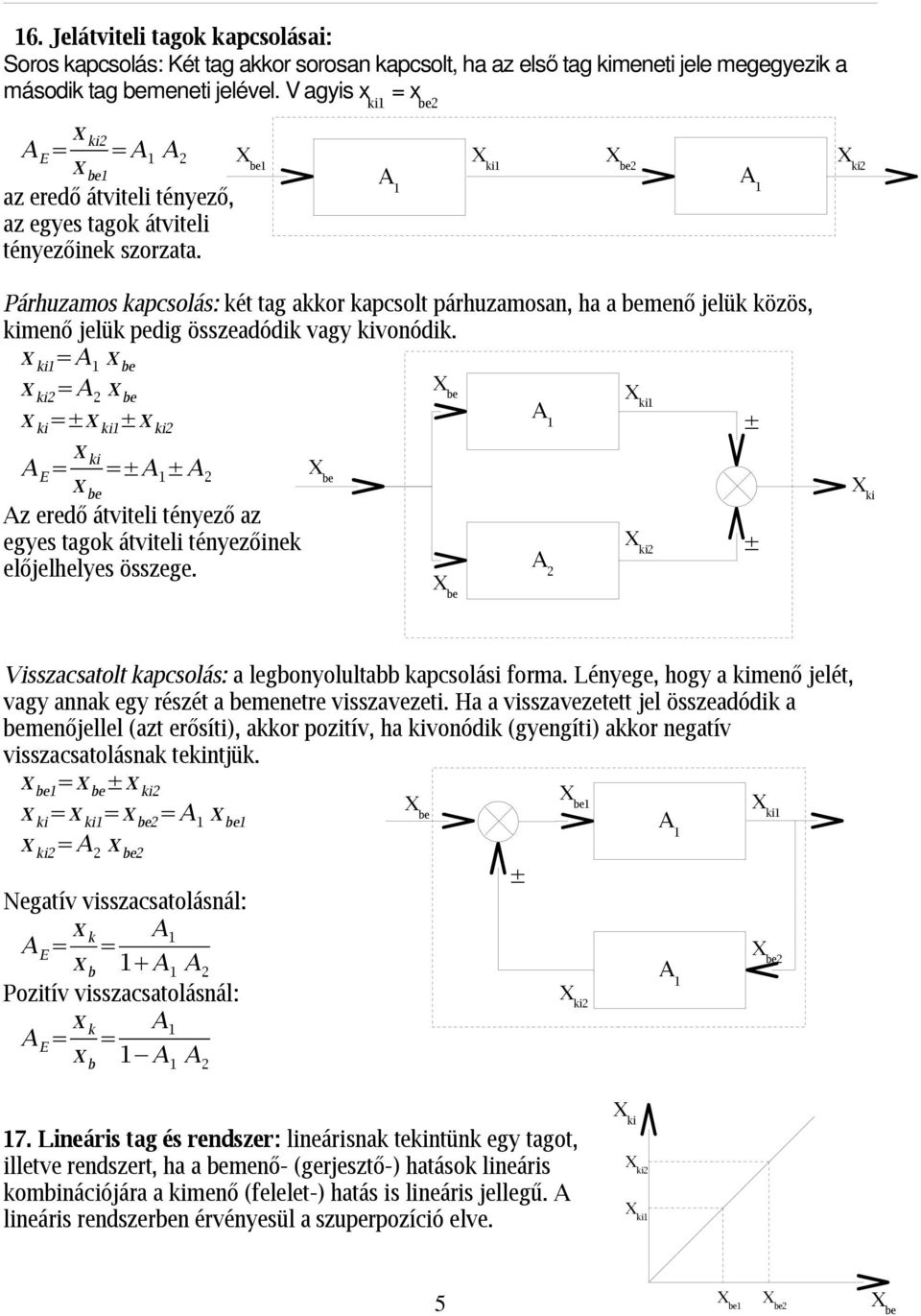 Párhuzamos kapcsolás: ké ag akkor kapcsol párhuzamosan, ha a bemenő jelük közös, kimenő jelük pedig összeadódik vagy kivonódik.