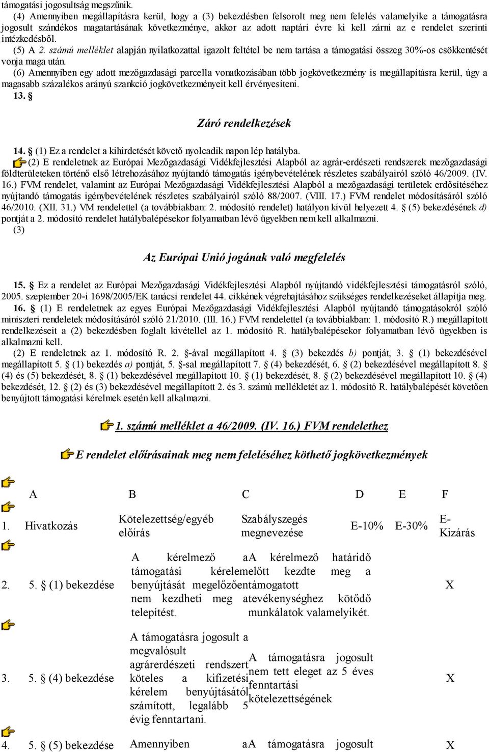 zárni az e rendelet szerinti intézkedésből. (5) A 2. számú melléklet alapján nyilatkozattal igazolt feltétel be nem tartása a támogatási összeg 30%-os csökkentését vonja maga után.