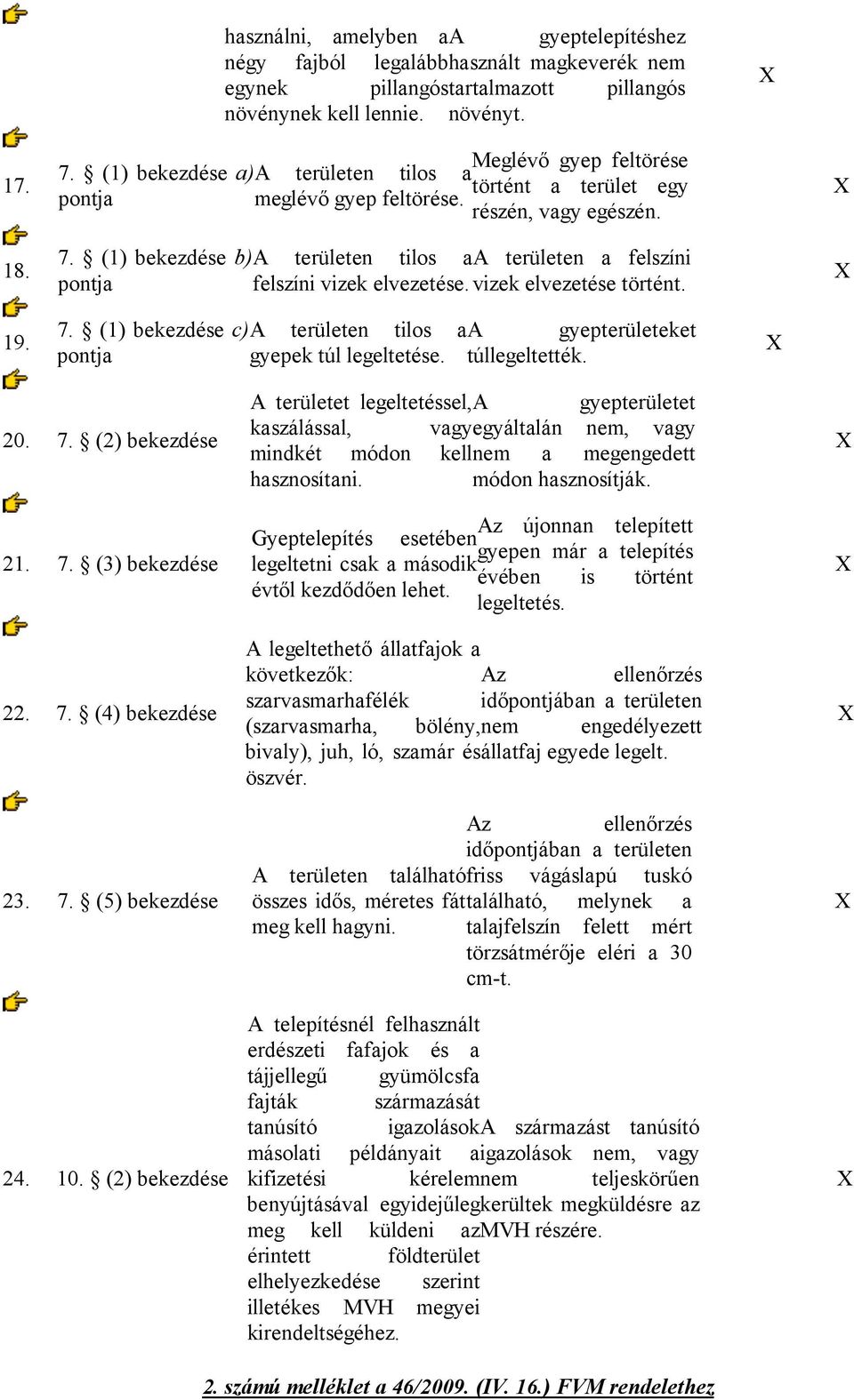 vizek elvezetése történt. 19. 7. (1) bekezdése c) A területen tilos aa gyepterületeket gyepek túl legeltetése. túllegeltették. 20. 7. (2) bekezdése 21. 7. (3) bekezdése 22. 7. (4) bekezdése 23. 7. (5) bekezdése 24.
