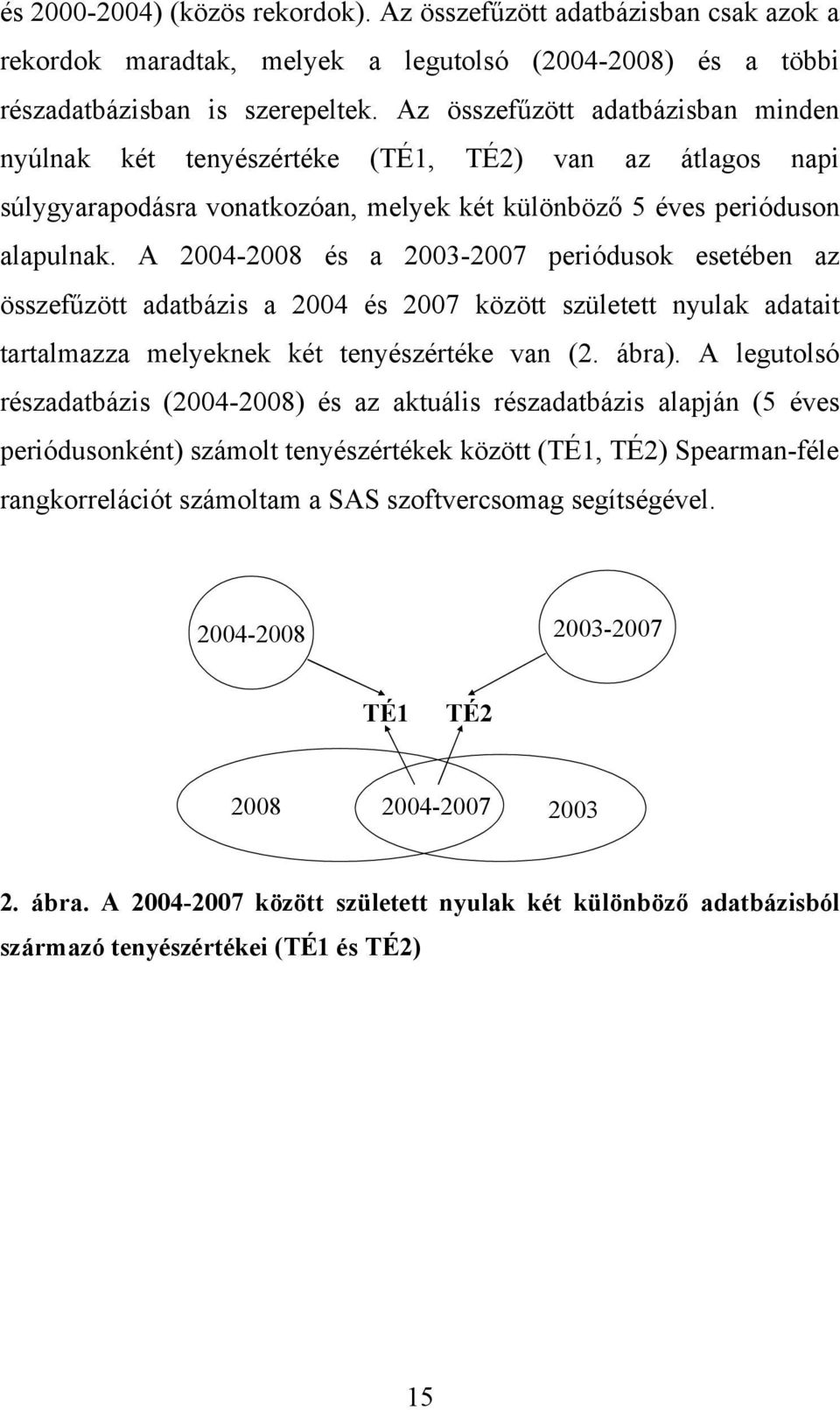 A 2004-2008 és a 2003-2007 periódusok esetében az összefűzött adatbázis a 2004 és 2007 között született nyulak adatait tartalmazza melyeknek két tenyészértéke van (2. ábra).