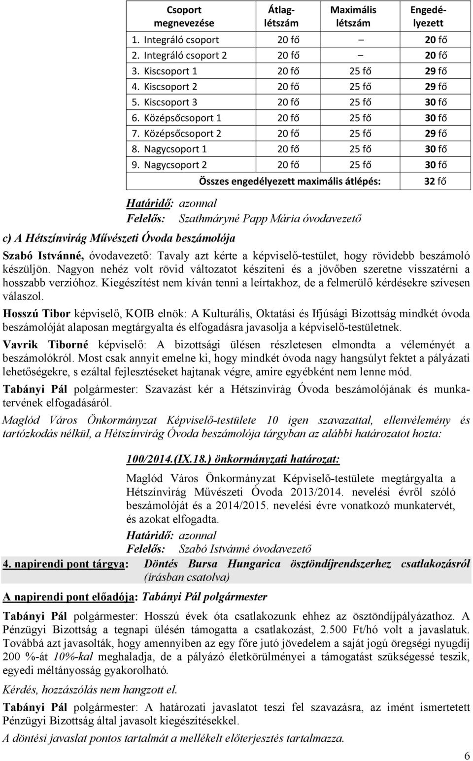 Nagycsoport 1 20 fő 25 fő 30 fő 9.