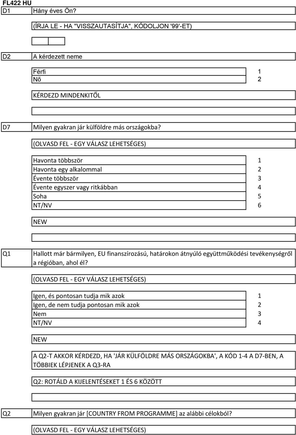 Havonta többször Havonta egy alkalommal Évente többször Évente egyszer vagy ritkábban Soha 6 Q Hallott már bármilyen, EU finanszírozású, határokon átnyúló