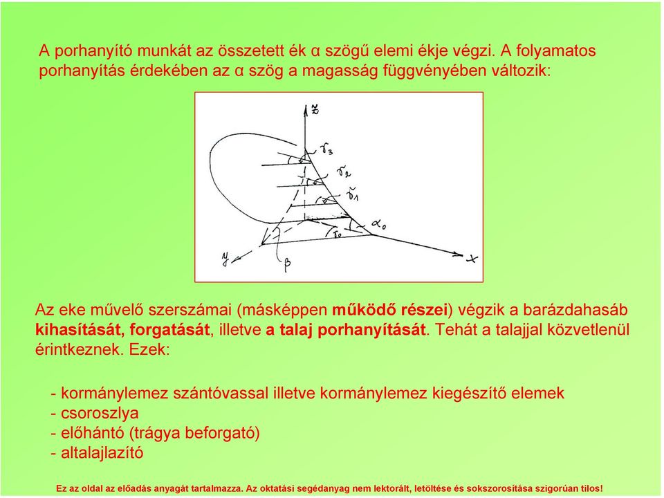 (másképpen működő részei) végzik a barázdahasáb kihasítását, forgatását, illetve a talaj porhanyítását.