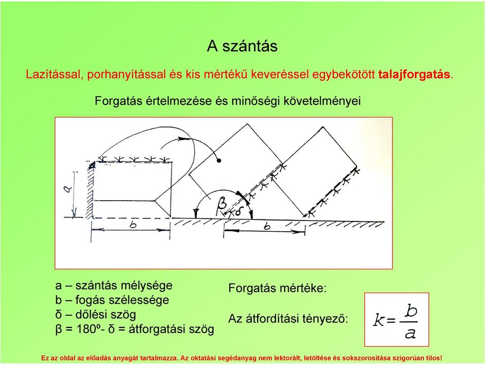 Forgatás értelmezése és minőségi követelményei a szántás mélysége
