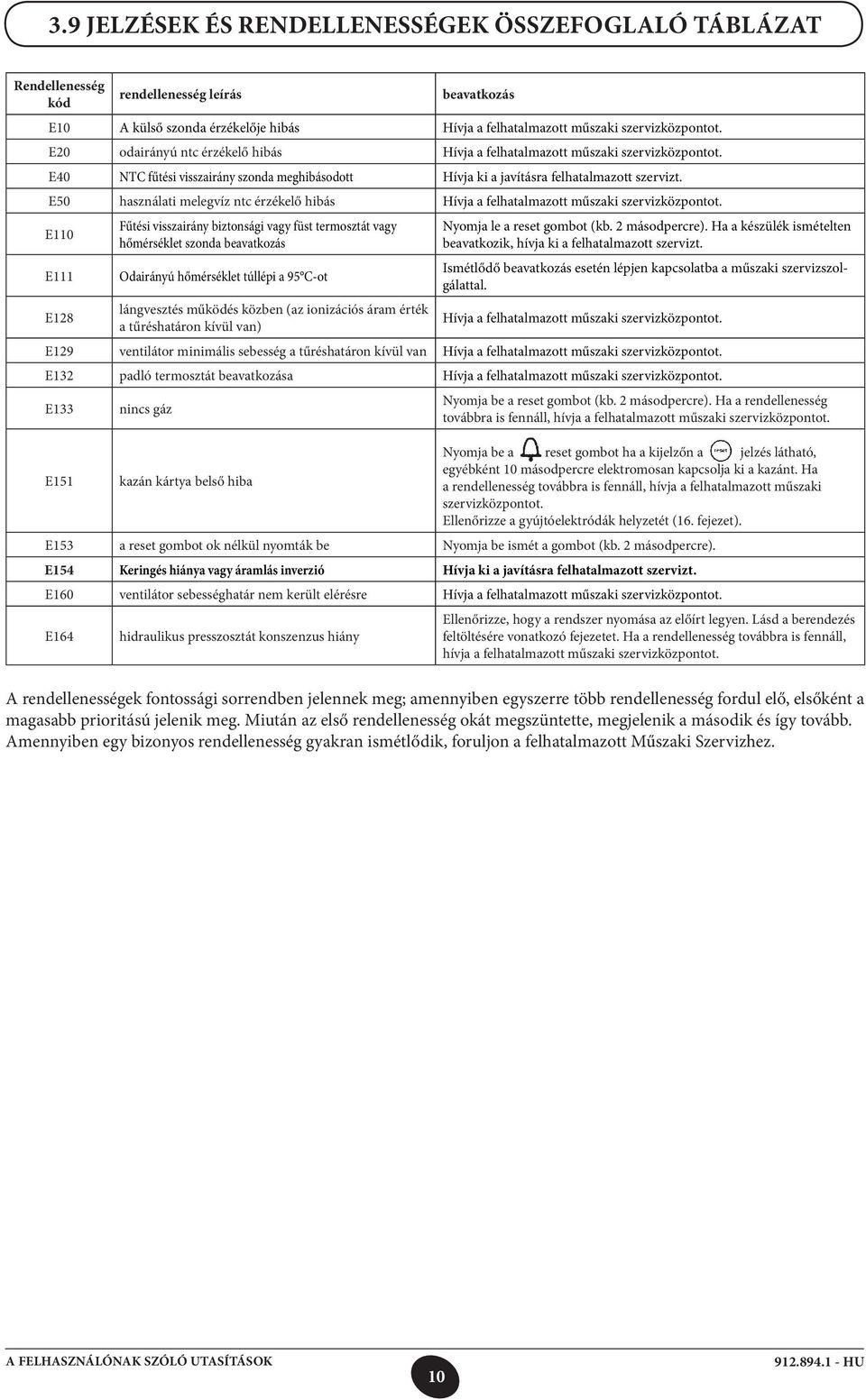 E50 használati melegvíz ntc érzékelő hibás Hívja a felhatalmazott műszaki szervizközpontot.
