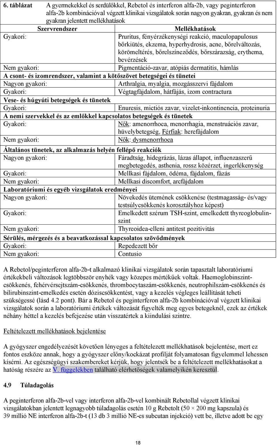 erythema, bevérzések Nem gyakori: Pigmentáció-zavar, atópiás dermatitis, hámlás A csont- és izomrendszer, valamint a kötőszövet betegségei és tünetei Nagyon gyakori: Arthralgia, myalgia, mozgásszervi