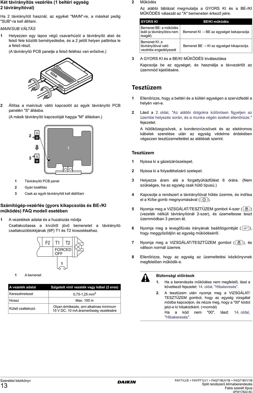 (A távirányító PCB panelje a felső feléhez van erősítve.) Működés Az alábbi táblázat megmutatja a GYORS KI és a BE-/KI MŰKÖDÉS válaszát az "A" bemeneten érkező jelre.