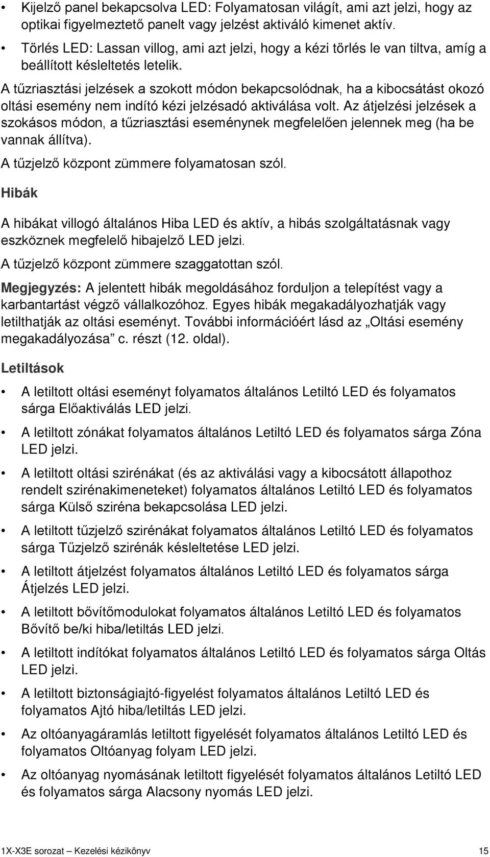 A tűzriasztási jelzések a szokott módon bekapcsolódnak, ha a kibocsátást okozó oltási esemény nem indító kézi jelzésadó aktiválása volt.