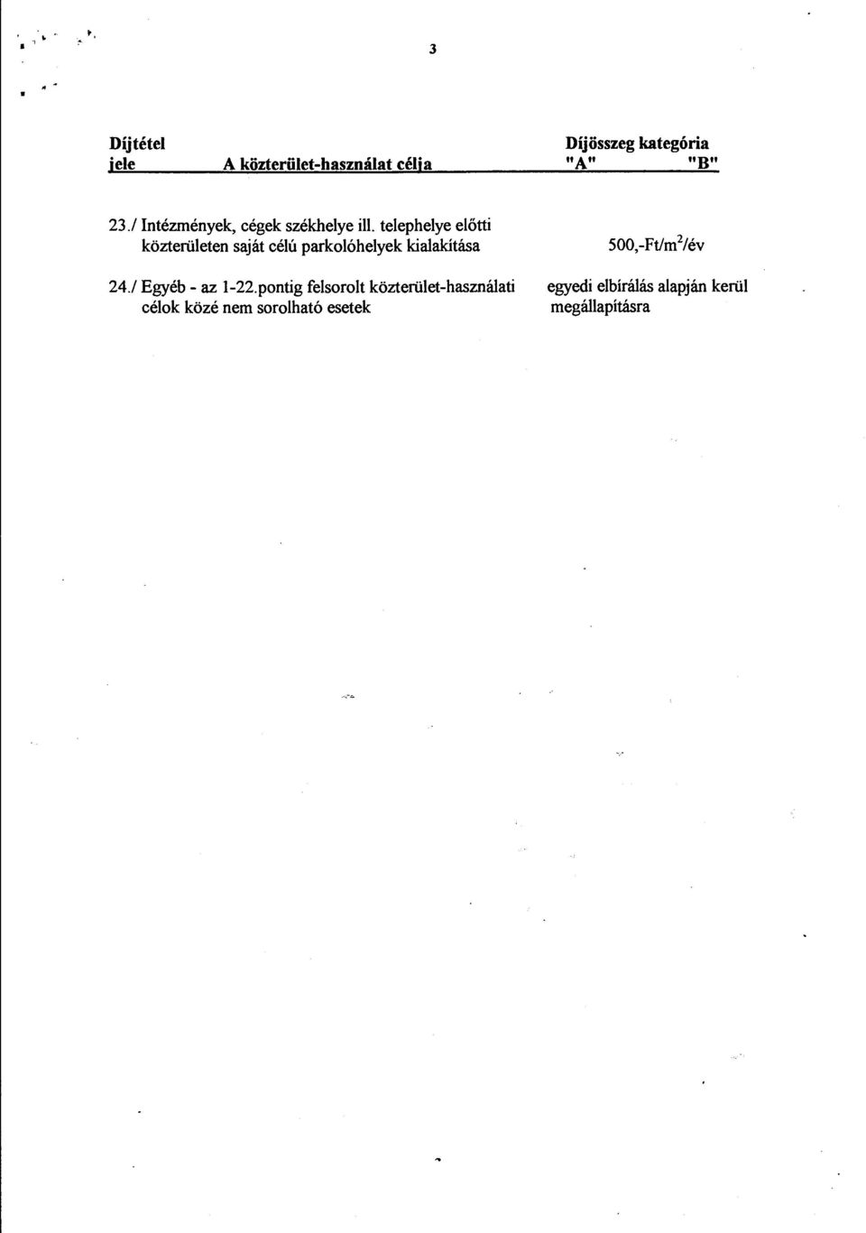 telephelye előtti közterületen saját célú parkolóhelyek kialakítása 24.
