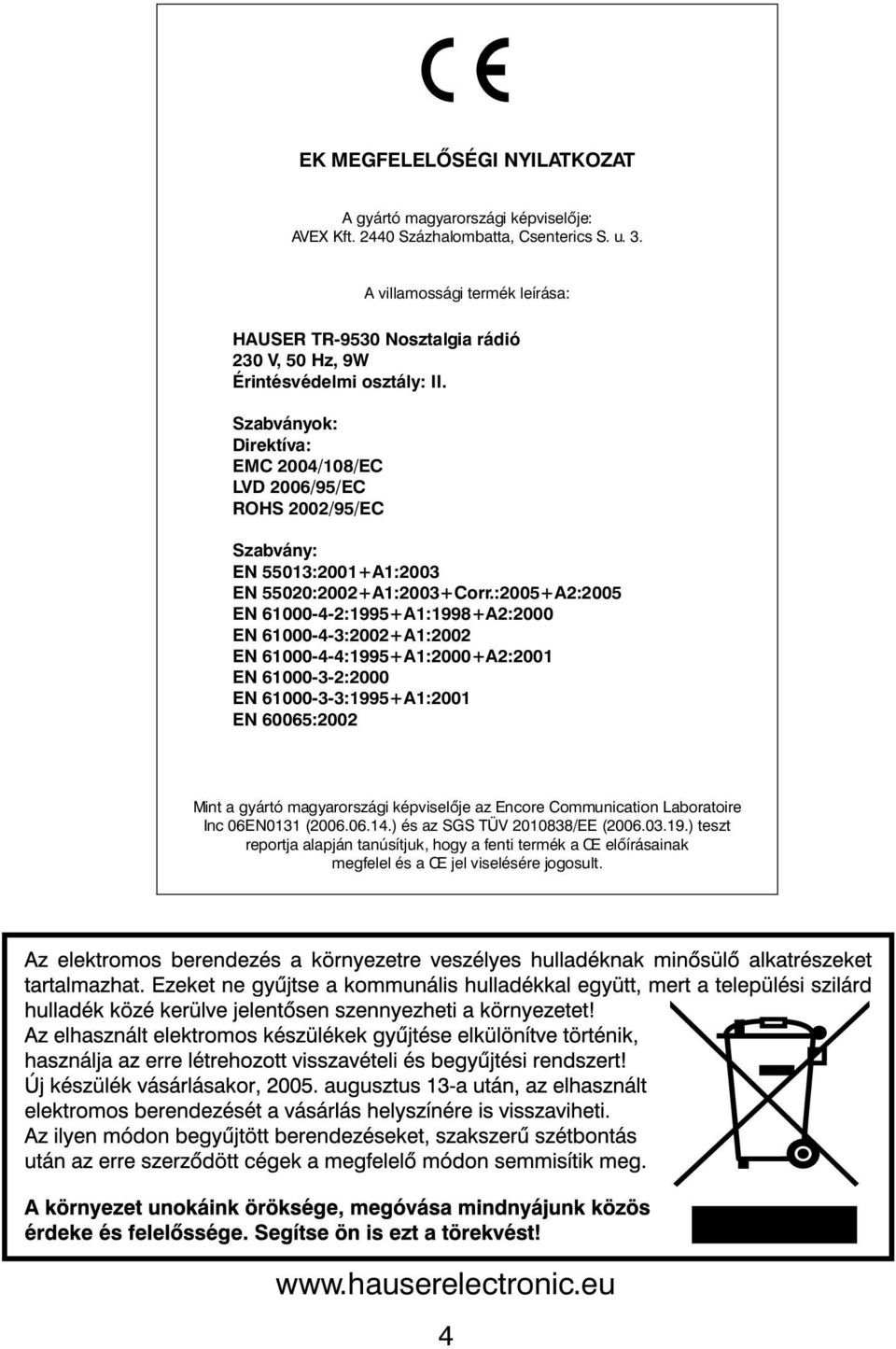 55020:2002+A:2003+Corr.