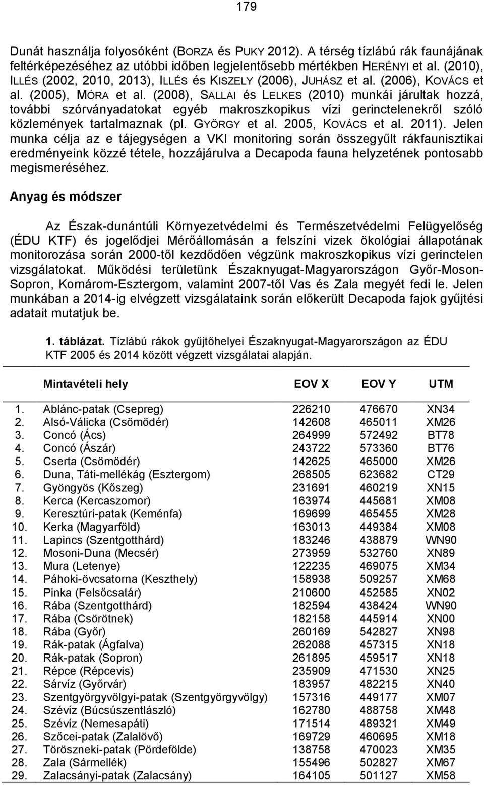 (2008), SALLAI és LELKES (2010) munkái járultak hozzá, további szórványadatokat egyéb makroszkopikus vízi gerinctelenekről szóló közlemények tartalmaznak (pl. GYÖRGY et al. 2005, KOVÁCS et al. 2011).