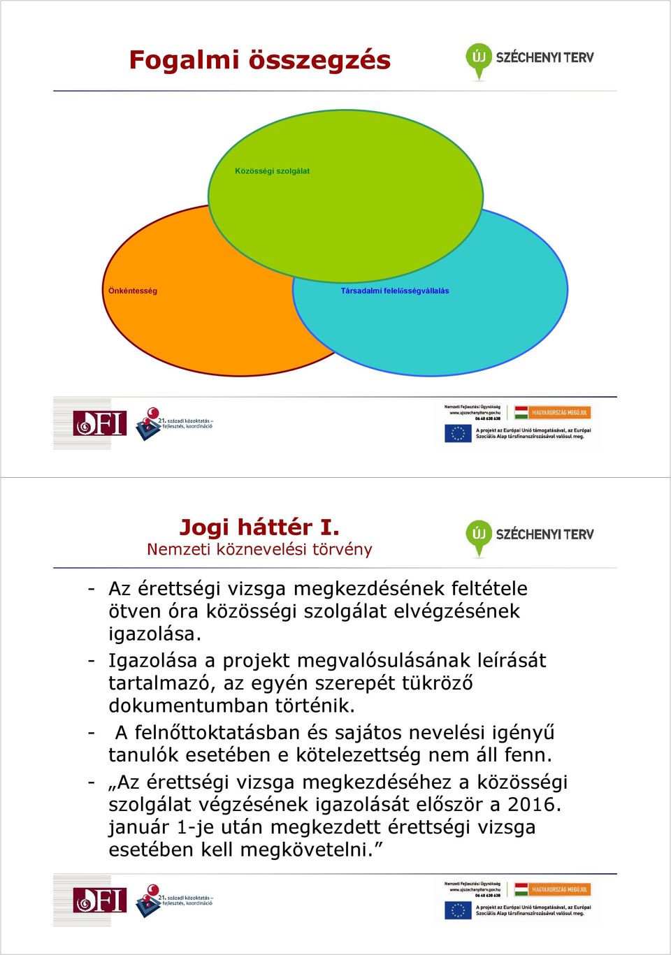 - Igazolása a projekt megvalósulásának leírását tartalmazó, az egyén szerepét tükrözı dokumentumban történik.