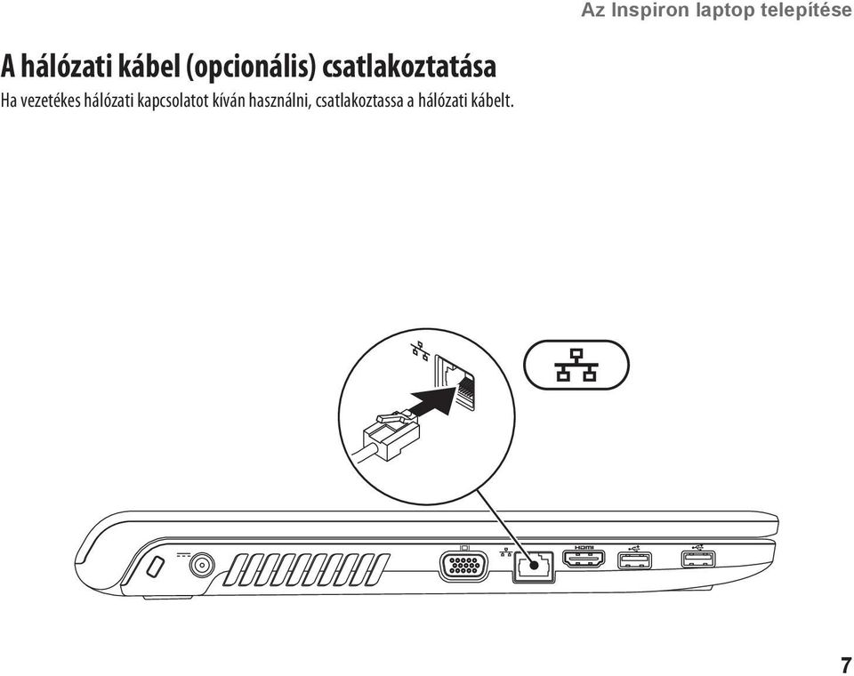 vezetékes hálózati kapcsolatot kíván