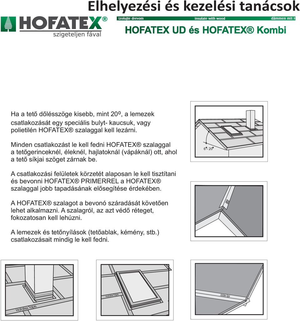 o o 6-20 A csatlakozási felületek körzetét alaposan le kell tisztítani és bevonni HOFATEX PRIMERREL a HOFATEX szalaggal jobb tapadásának elősegítése érdekében.