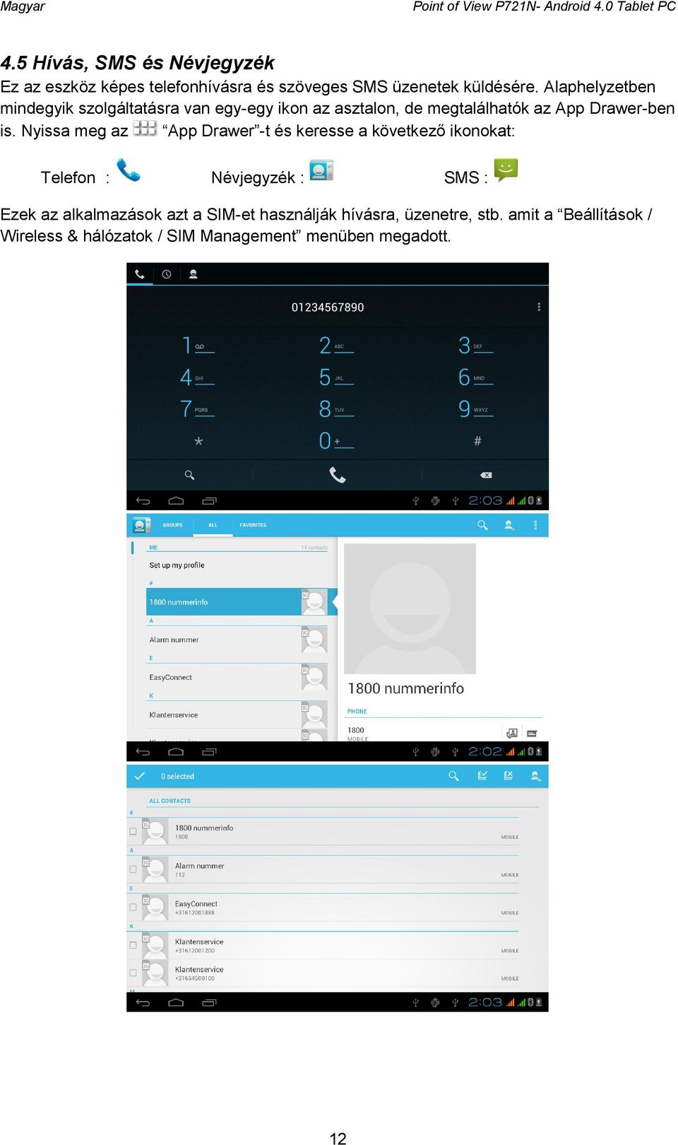 Alaphelyzetben mindegyik szolgáltatásra van egy-egy ikon az asztalon, de megtalálhatók az App Drawer-ben is.