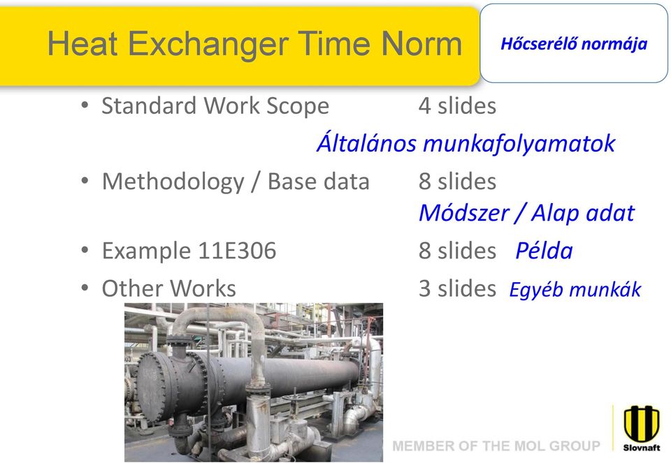 munkafolyamatok 8 slides Módszer / Alap adat Example