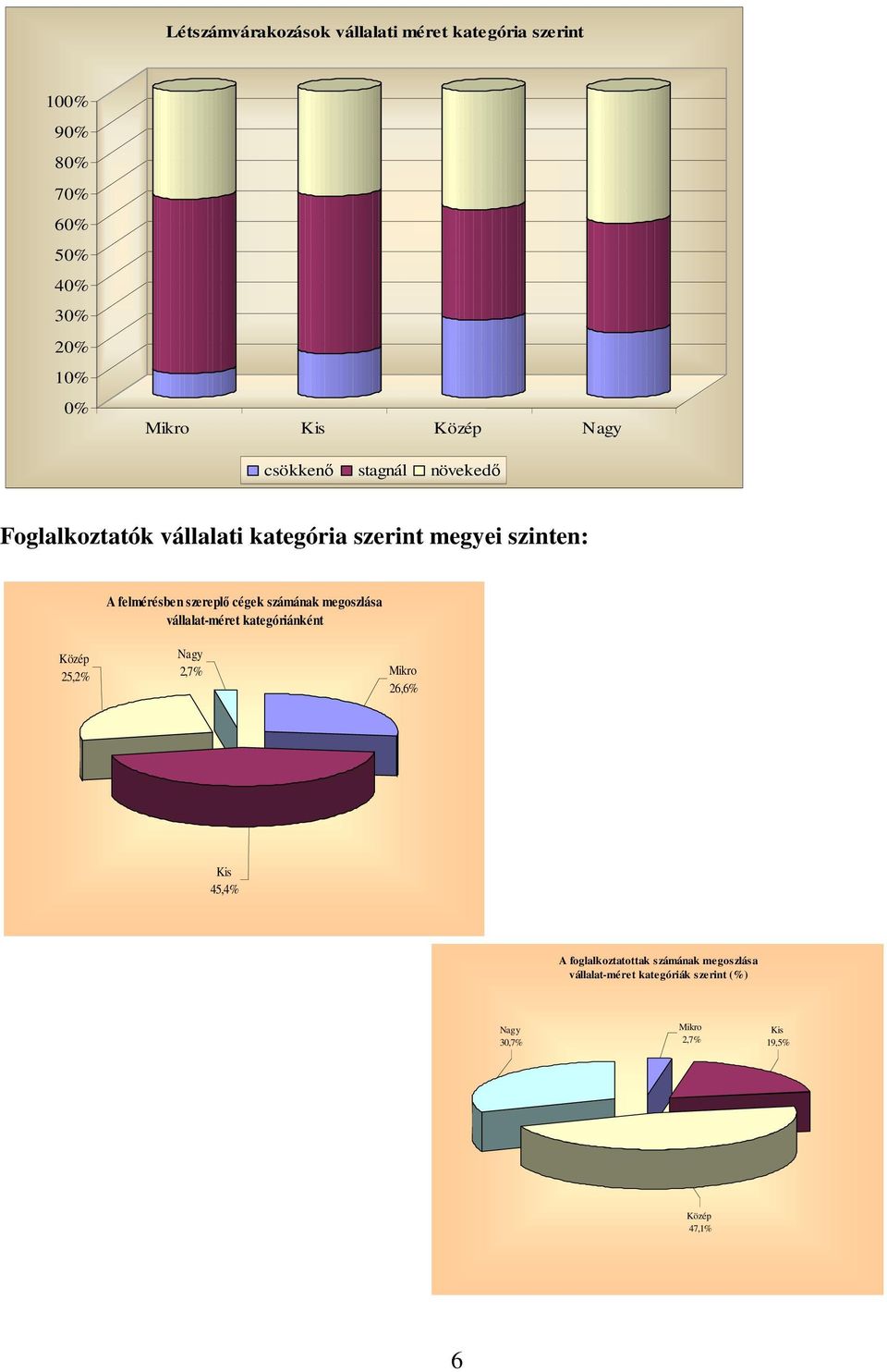 cégek számának megoszlása vállalat-méret kategóriánként Közép 25,2% Nagy 2,7% Mikro 26,6% Kis 45,4% A