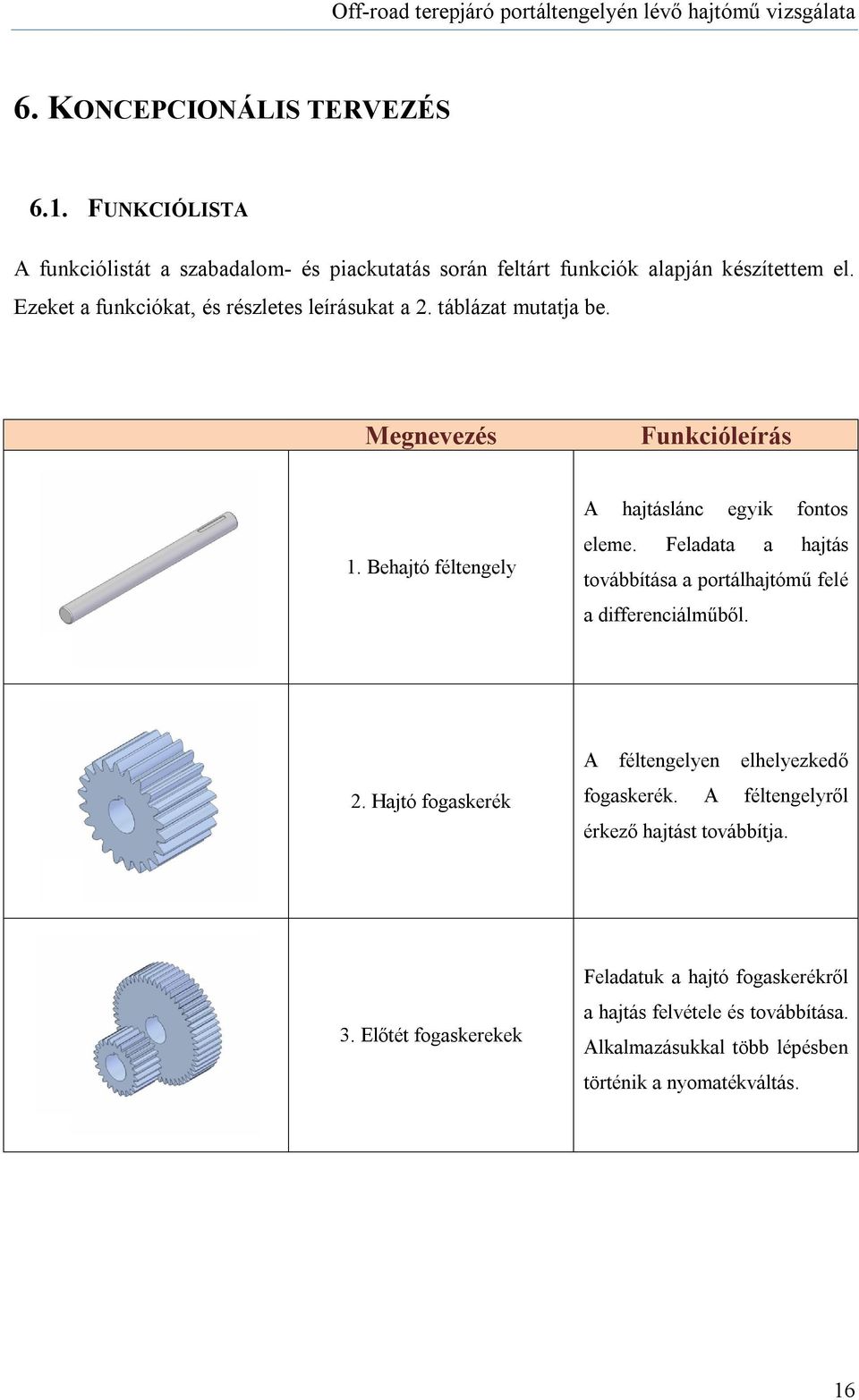 Feladata a hajtás továbbítása a portálhajtómű felé a differenciálműből. 2. Hajtó fogaskerék A féltengelyen elhelyezkedő fogaskerék.