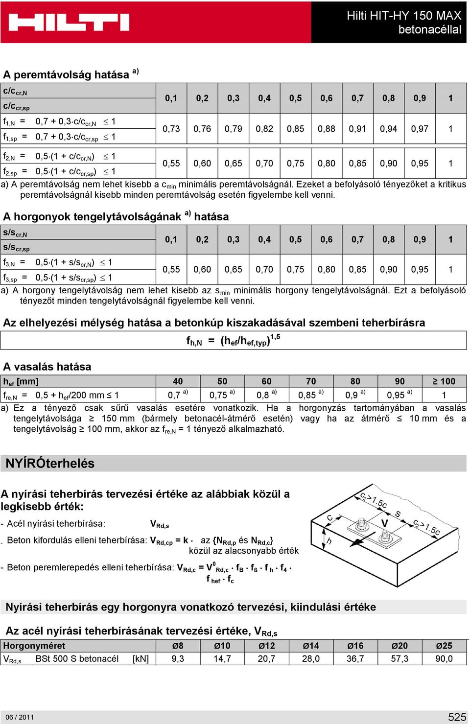 peremtávolságnál. Ezeket a befolyásoló tényezőket a kritikus peremtávolságnál kisebb minden peremtávolság esetén figyelembe kell venni.