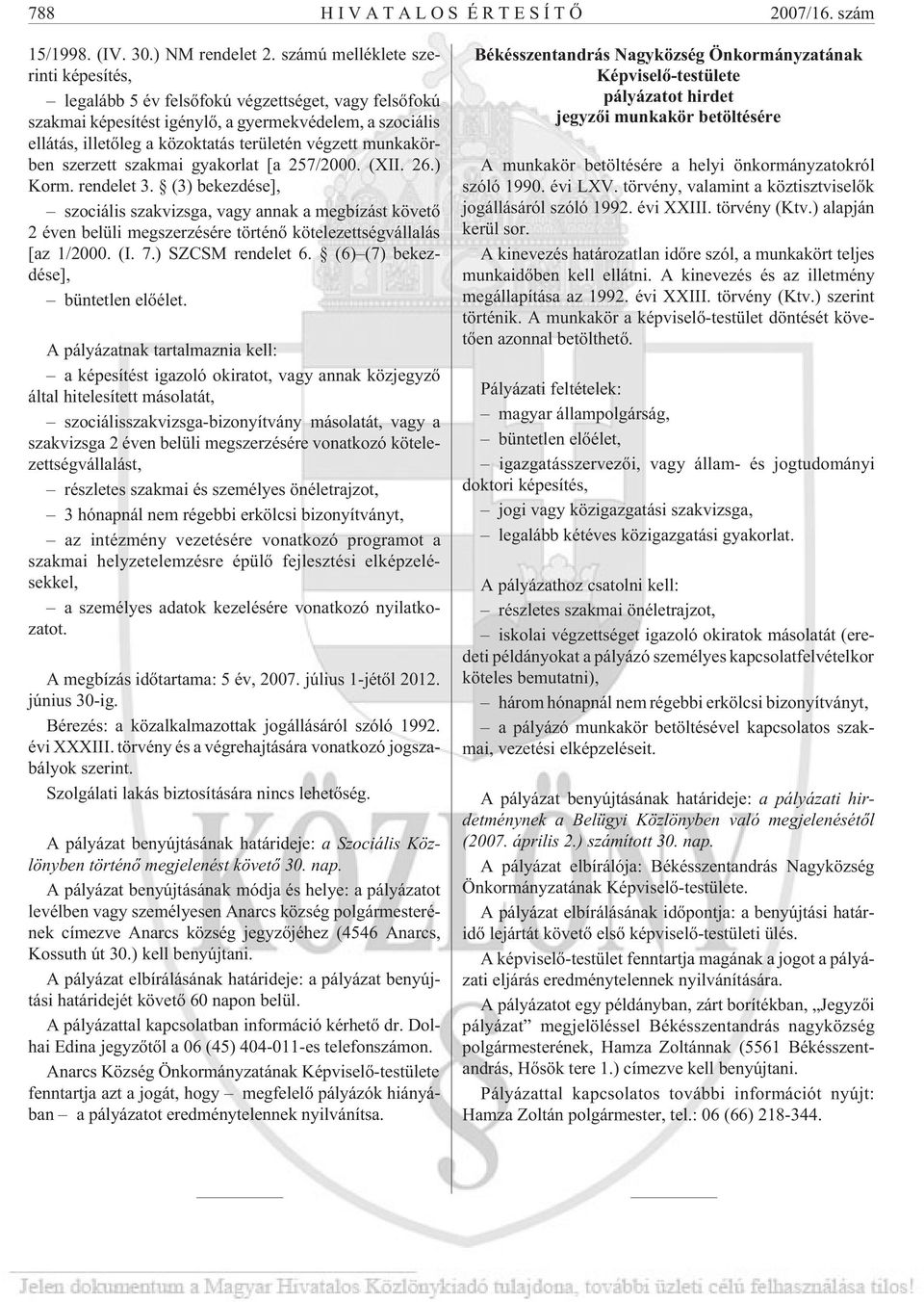 munkakörben szerzett szakmai gyakorlat [a 257/2000. (XII. 26.) Korm. rendelet 3.