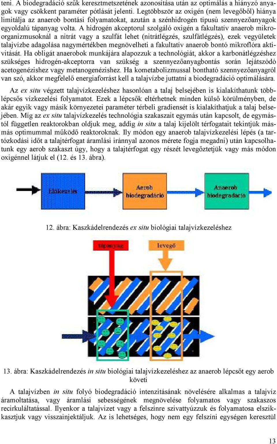 A hidrogén akceptorul szolgáló oxigén a fakultatív anaerob mikroorganizmusoknál a nitrát vagy a szulfát lehet (nitrátlégzés, szulfátlégzés), ezek vegyületek talajvízbe adagolása nagymértékben