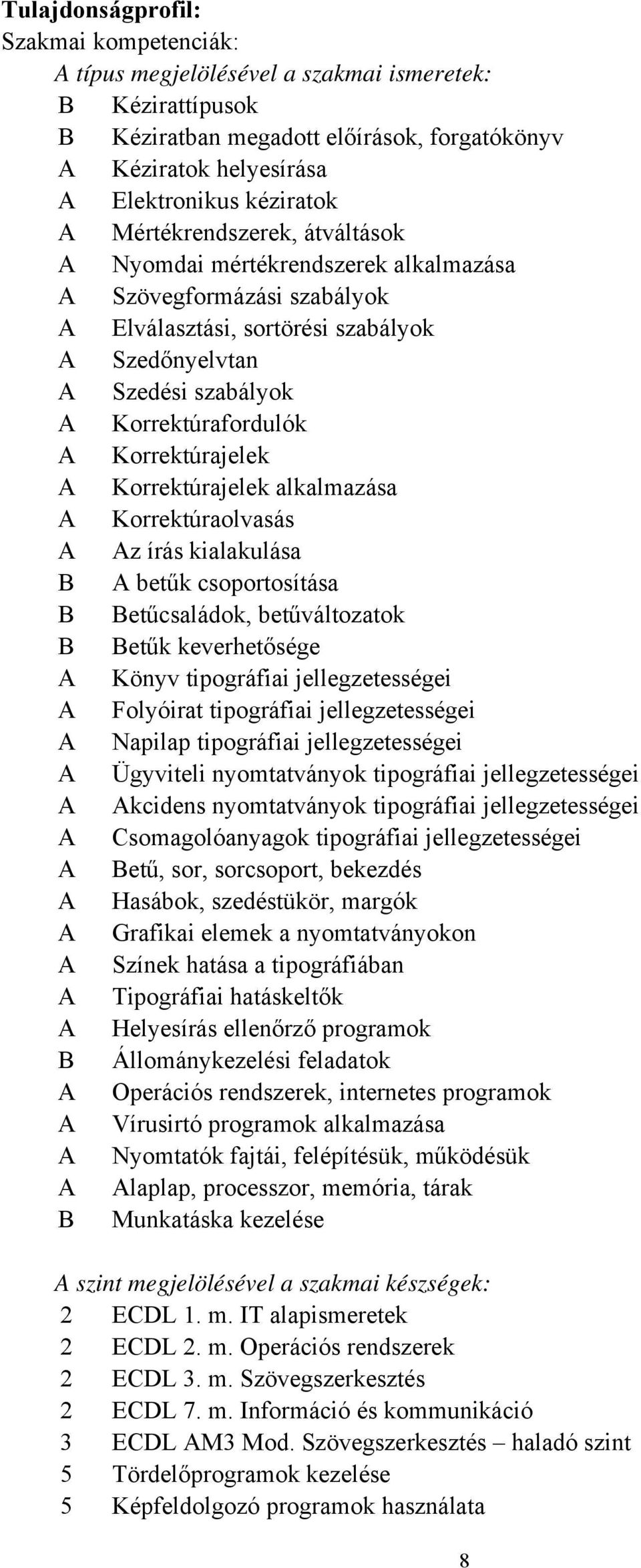 Korrektúrajelek A Korrektúrajelek alkalmazása A Korrektúraolvasás A Az írás kialakulása B A betűk csoportosítása B Betűcsaládok, betűváltozatok B Betűk keverhetősége A Könyv tipográfiai