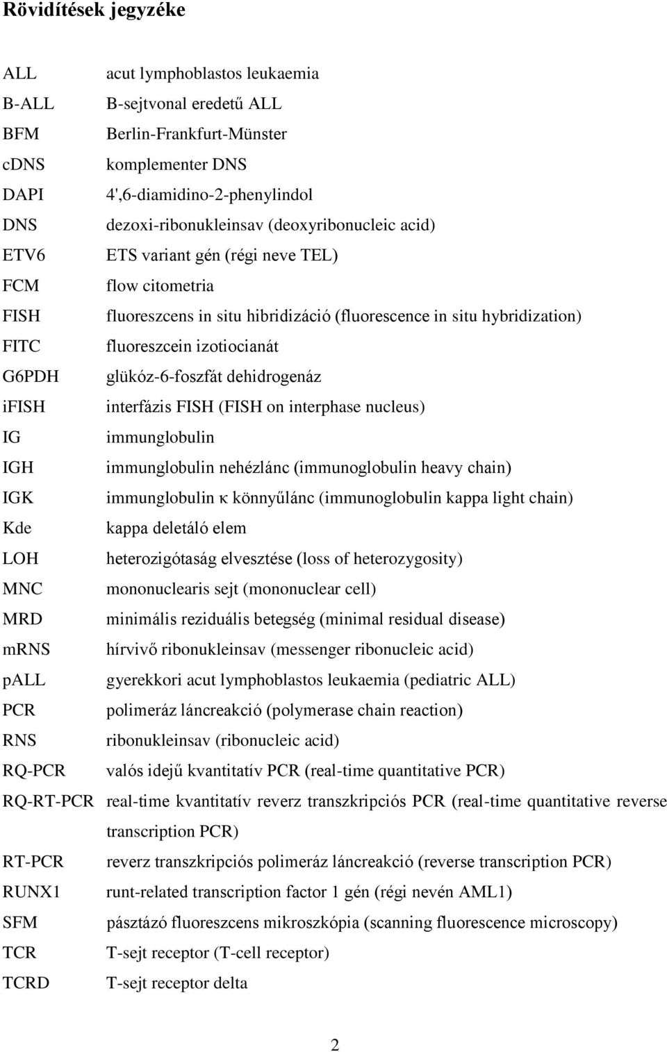 glükóz-6-foszfát dehidrogenáz ifish interfázis FISH (FISH on interphase nucleus) IG immunglobulin IGH immunglobulin nehézlánc (immunoglobulin heavy chain) IGK immunglobulin κ könnyűlánc
