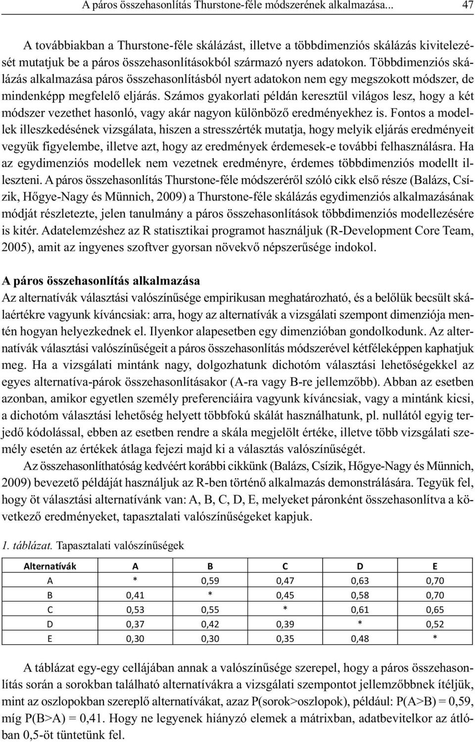 Többdimenziós skálázás alkalmazása páros összehasonlításból nyert adatokon nem egy megszokott módszer, de mindenképp megfelelő eljárás.