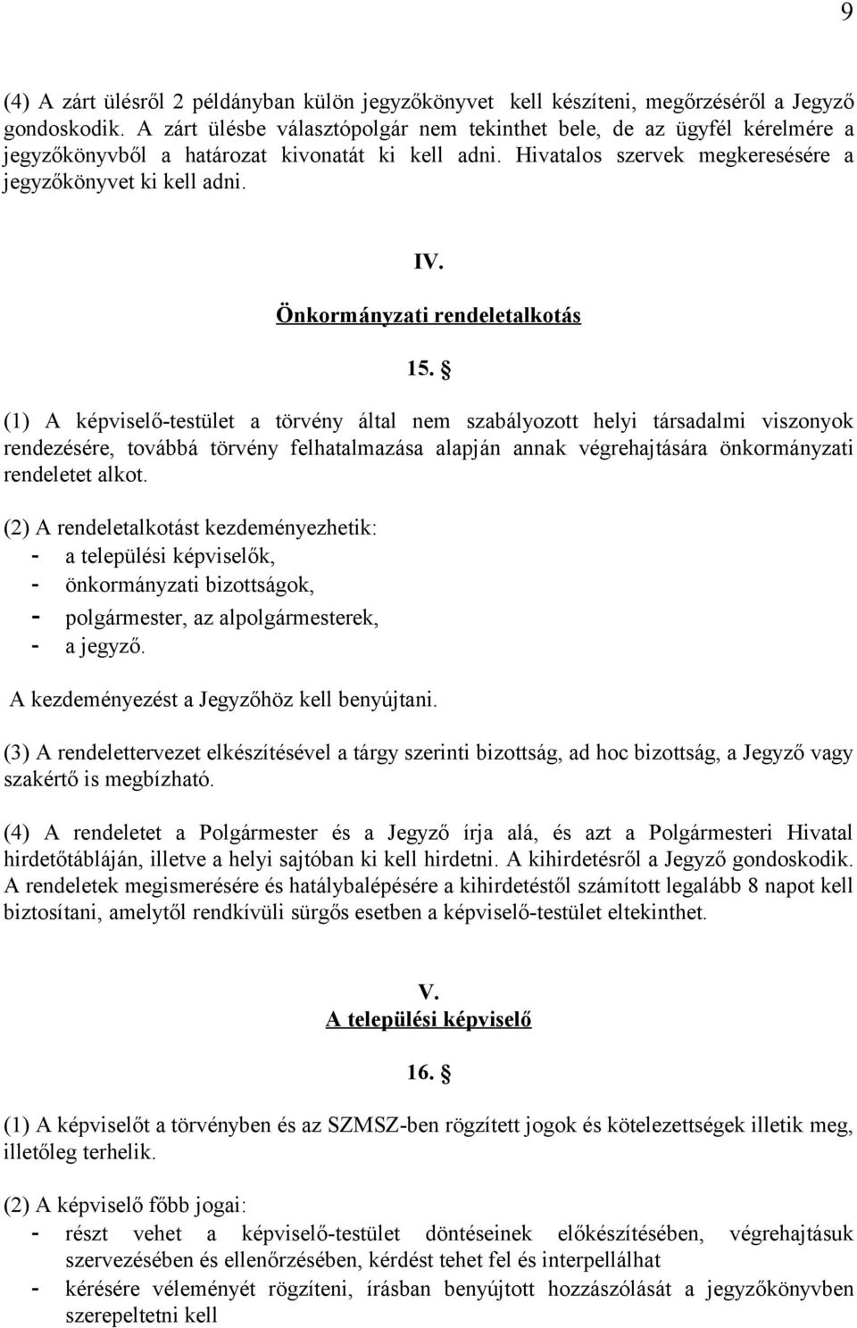 Önkormányzati rendeletalkotás 15.