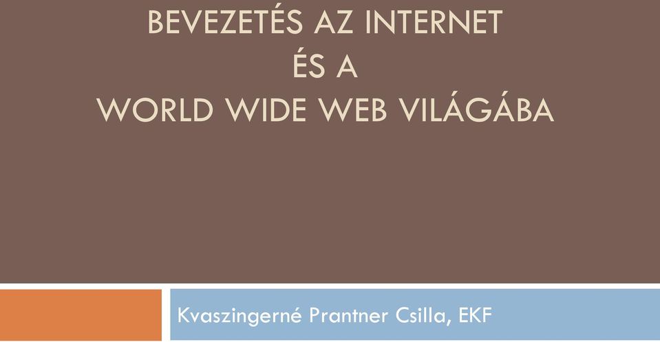 WIDE WEB VILÁGÁBA