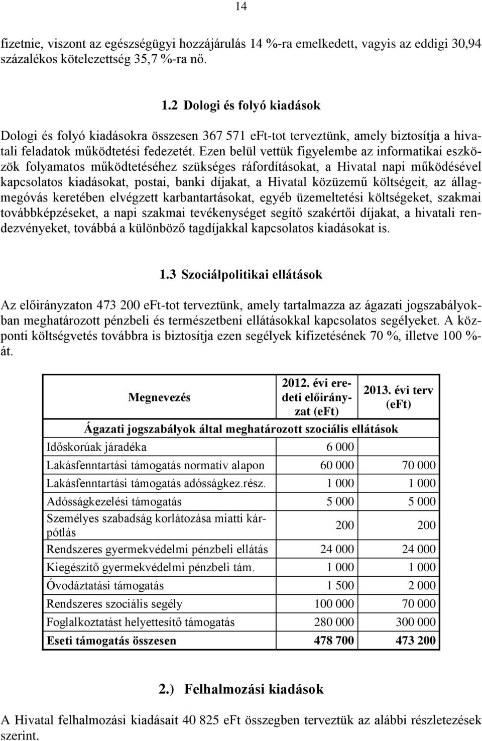 2 Dologi és folyó kiadások Dologi és folyó kiadásokra összesen 367 571 eft-tot terveztünk, amely biztosítja a hivatali feladatok működtetési fedezetét.