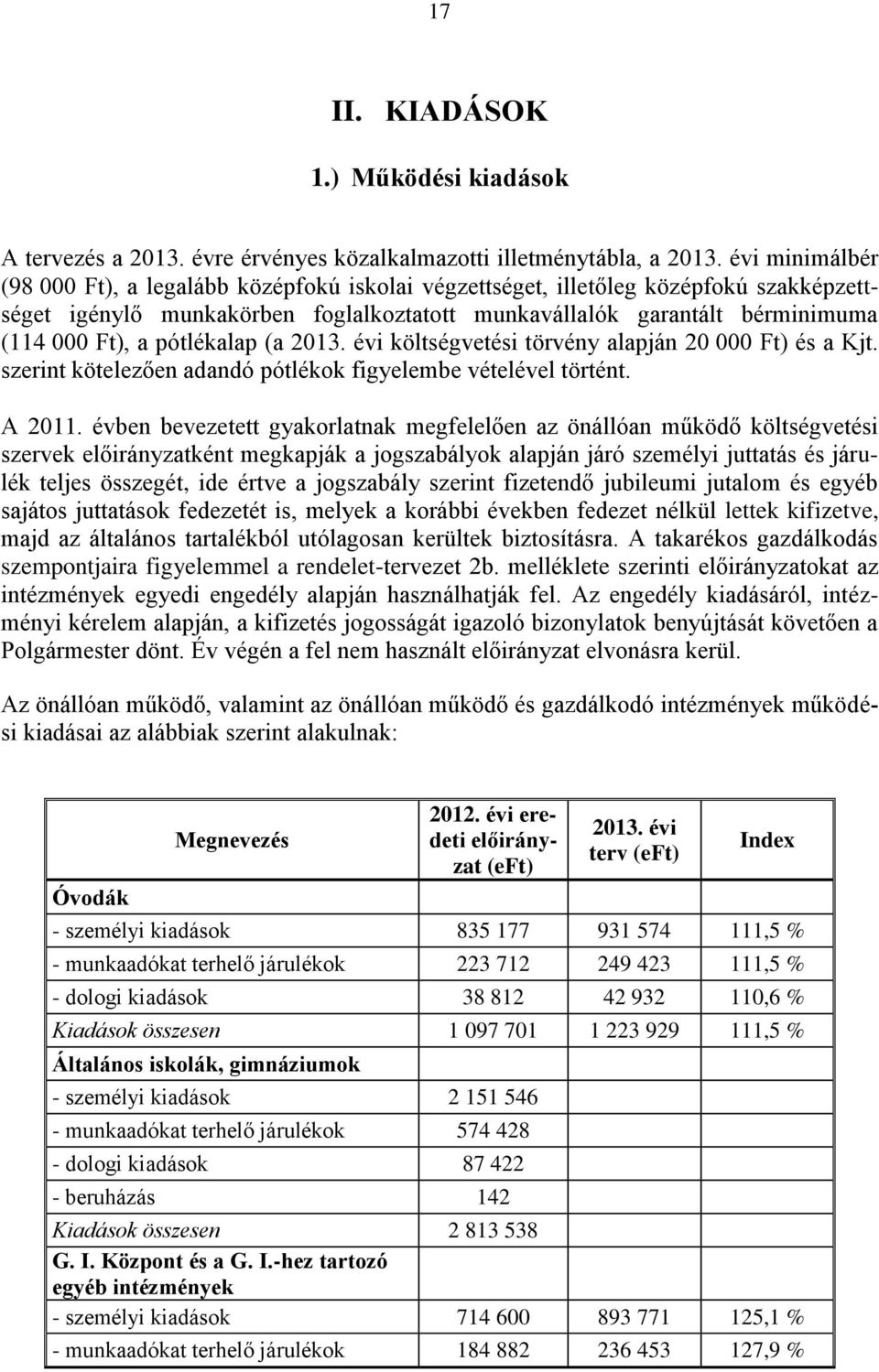 pótlékalap (a 2013. évi költségvetési törvény alapján 20 000 Ft) és a Kjt. szerint kötelezően adandó pótlékok figyelembe vételével történt. A 2011.