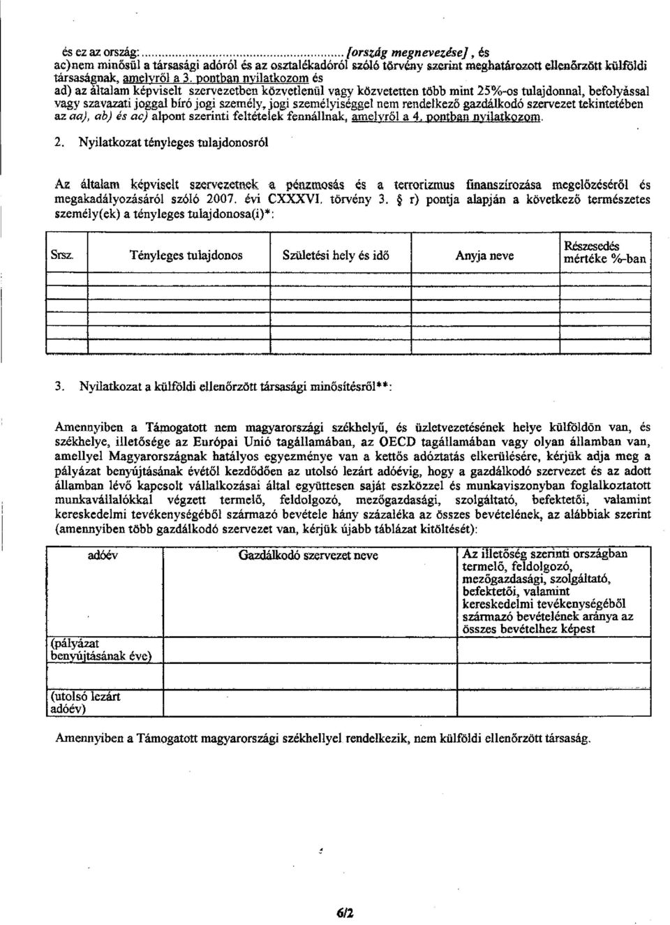 rendelkező gazdálkodó szervezet tekintetében az aa), ab) és ac) alpont szerinti feltételek fennállnak, amelyről a 4. pontban nyilatkozom. 2.