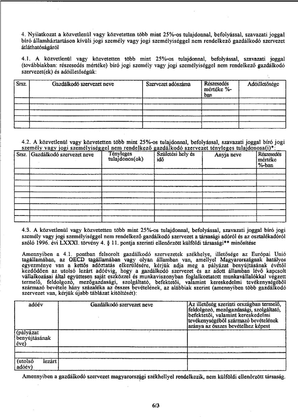 A közvetlenül vagy közvetetten több mint 25%-os tulajdonnal, befolyással, szavazati joggal (továbbiakban: részesedés mértéke) bíró jogi személy vagy jogi személyiséggel nem rendelkező gazdálkodó