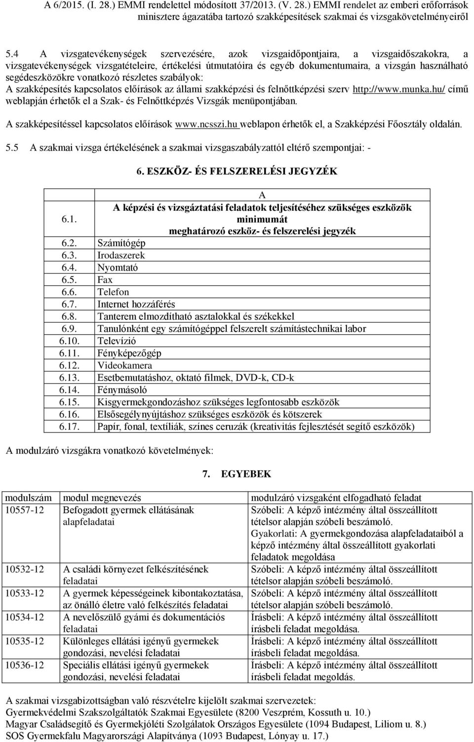 hu/ című weblapján érhetők el a Szak- és Felnőttképzés Vizsgák menüpontjában. A szakképesítéssel kapcsolatos előírások www.ncsszi.hu weblapon érhetők el, a Szakképzési Főosztály oldalán. 5.