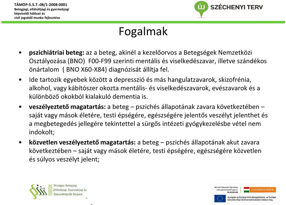 Ide tartozik egyebek között a depresszió és más hangulatzavarok, skizofrénia, alkohol, vagy kábítószer okozta mentális-és viselkedészavarok, evészavarok és a különböző okokból kialakuló dementia is.