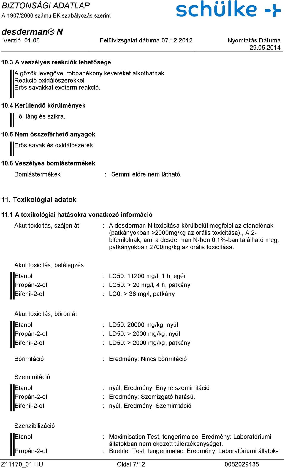 Toxikológiai adatok 11.
