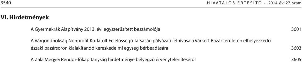 évi egyszerűsített beszámolója 3601 A Várgondnokság Nonprofit Korlátolt Felelősségű Társaság