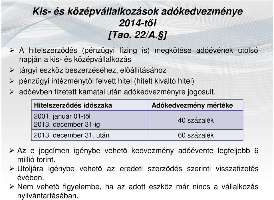 hitel (hitelt kiváltó hitel) adóévben fizetett kamatai után adókedvezményre jogosult. Hitelszerződés időszaka 2001. január 01-től 2013.