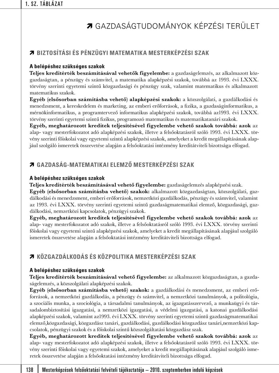 Egyéb (elsősorban számításba vehető) alapképzési szakok: a közszolgálati, a gazdálkodási és menedzsment, a kereskedelem és marketing, az emberi erőforrások, a fi zika, a gazdaságinformatikus, a