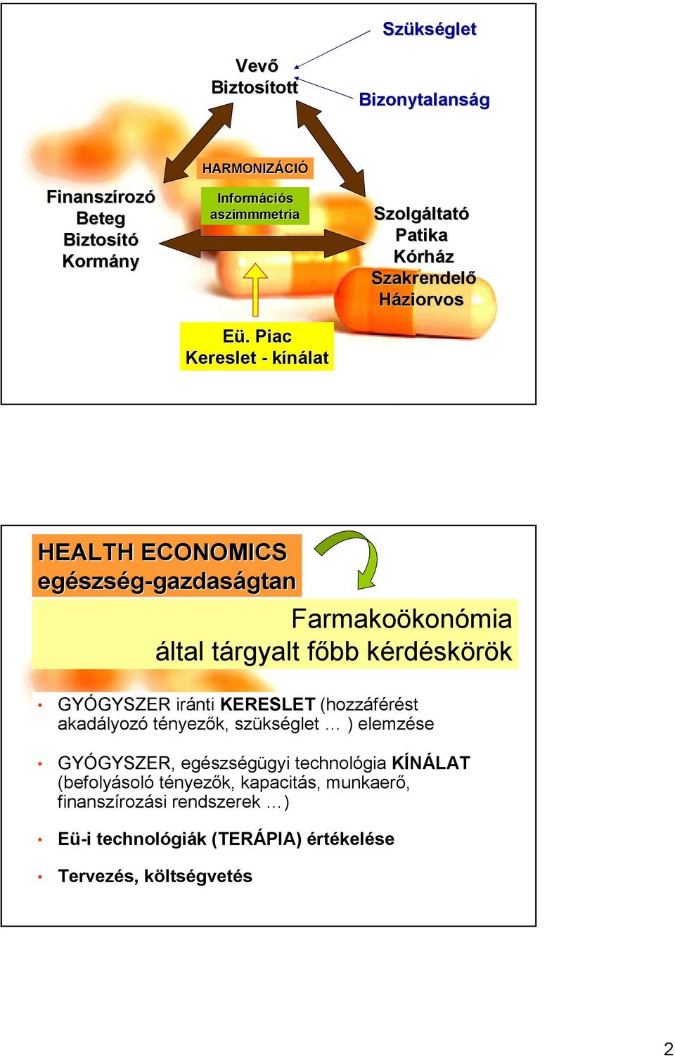 KERESLET (hozzáférést akadályozó tényezık, szükséglet ) elemzése GYÓGYSZER, egészségügyi technológia KÍNÁLAT (befolyásoló tényezık, kapacitás,
