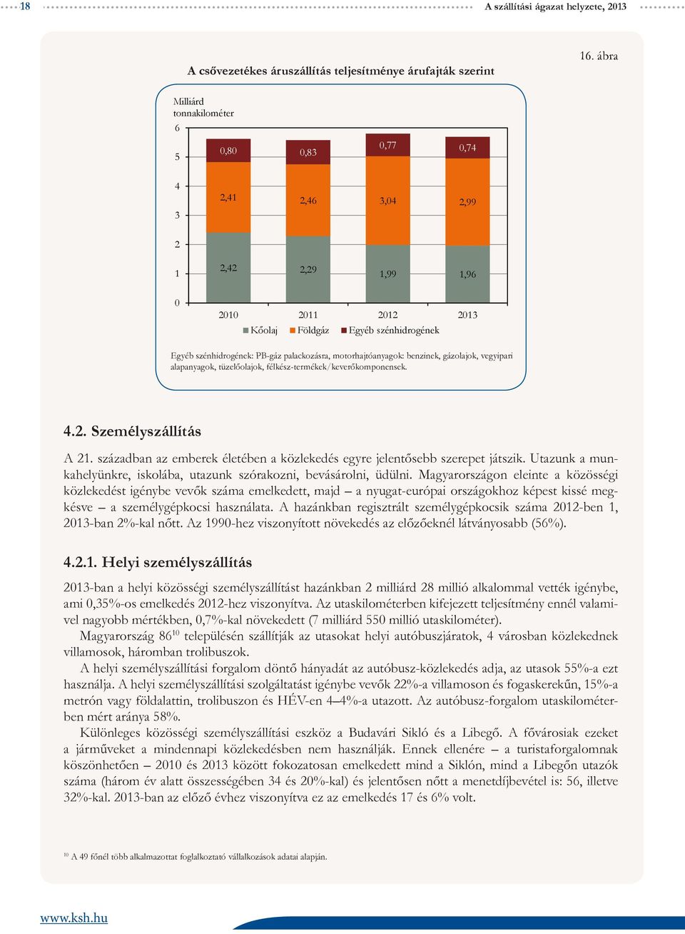 motorhajtóanyagok: benzinek, gázolajok, vegyipari alapanyagok, tüzelőolajok, félkész-termékek/keverőkomponensek. 4.2. Személyszállítás A 21.