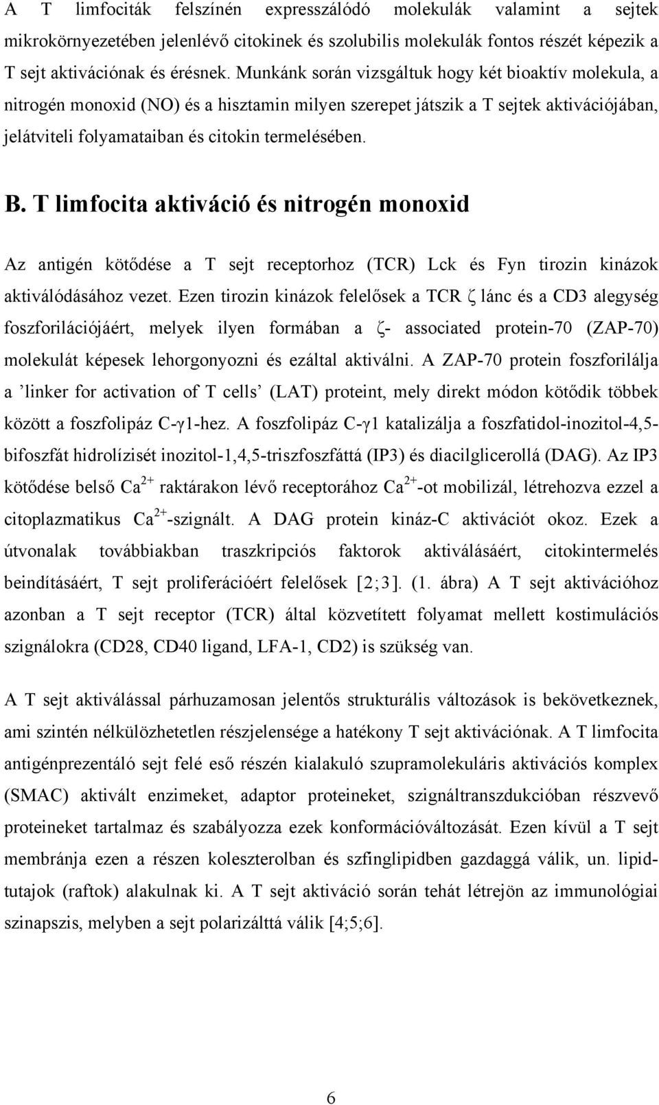 T limfocita aktiváció és nitrogén monoxid Az antigén kötődése a T sejt receptorhoz (TCR) Lck és Fyn tirozin kinázok aktiválódásához vezet.